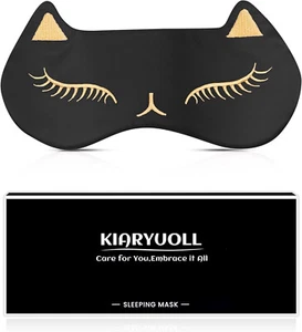 KIARYUOLL Katze seidige Schlafmaske, 1 Stück schwarz seidiger Stoff mit Nasensteg - Bild 1 von 1