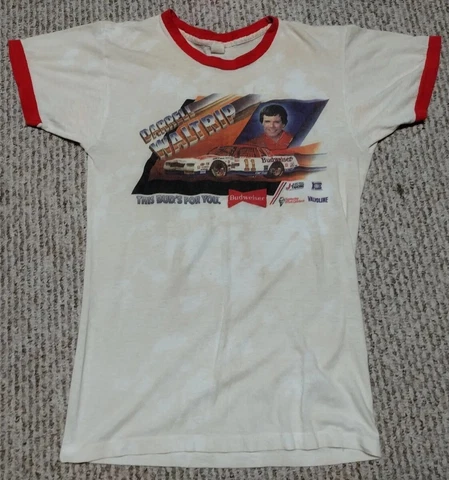 Vintage Darrell Waltrip Budweiser 70s 80's Nascar Racing Winston Shirt Ringer Cover