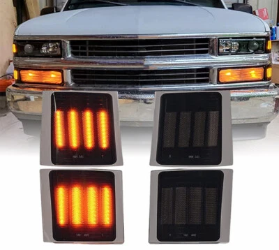 Luces de esquina LED de humo de 4 piezas para 94-98 Chevy C/K 1500 2500 3500 Foto 1 de 4