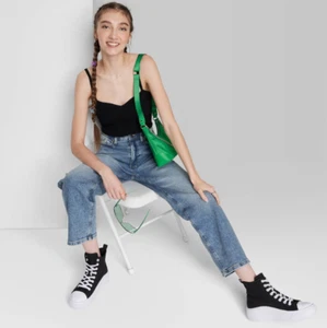 Damen High-Rise 90er Relaxed Slashed Straight Jeans Wild Fable Medium Wash XXS - Bild 1 von 6