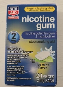 Rite Aid Nicotine Gum: Ice Mint /2mg/20 Pieces - Picture 1 of 2