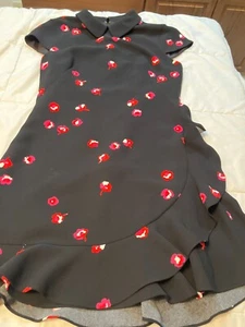 Kate Spade New York Gr. 6 schwarz Kappe Ärmel Kleid Futter Rüsche Peter Pfanne Kragen - Bild 1 von 8