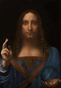 Da Vinci 100% handmade oil painting Reproduction Salvator Mundi LVD026 unframed - Picture 1 of 6