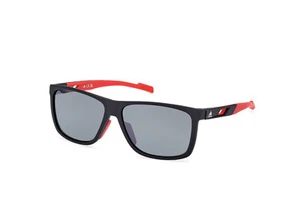 Adidas Occhiali Sportivi Uomo SP0067 05D 60 Polarized Black Red Men's Sunglasses - Foto 1 di 9