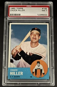 1963 Topps #185 Chuck Hiller PSA 7 NM Centered San Francisco Giants Set Break - Picture 1 of 2