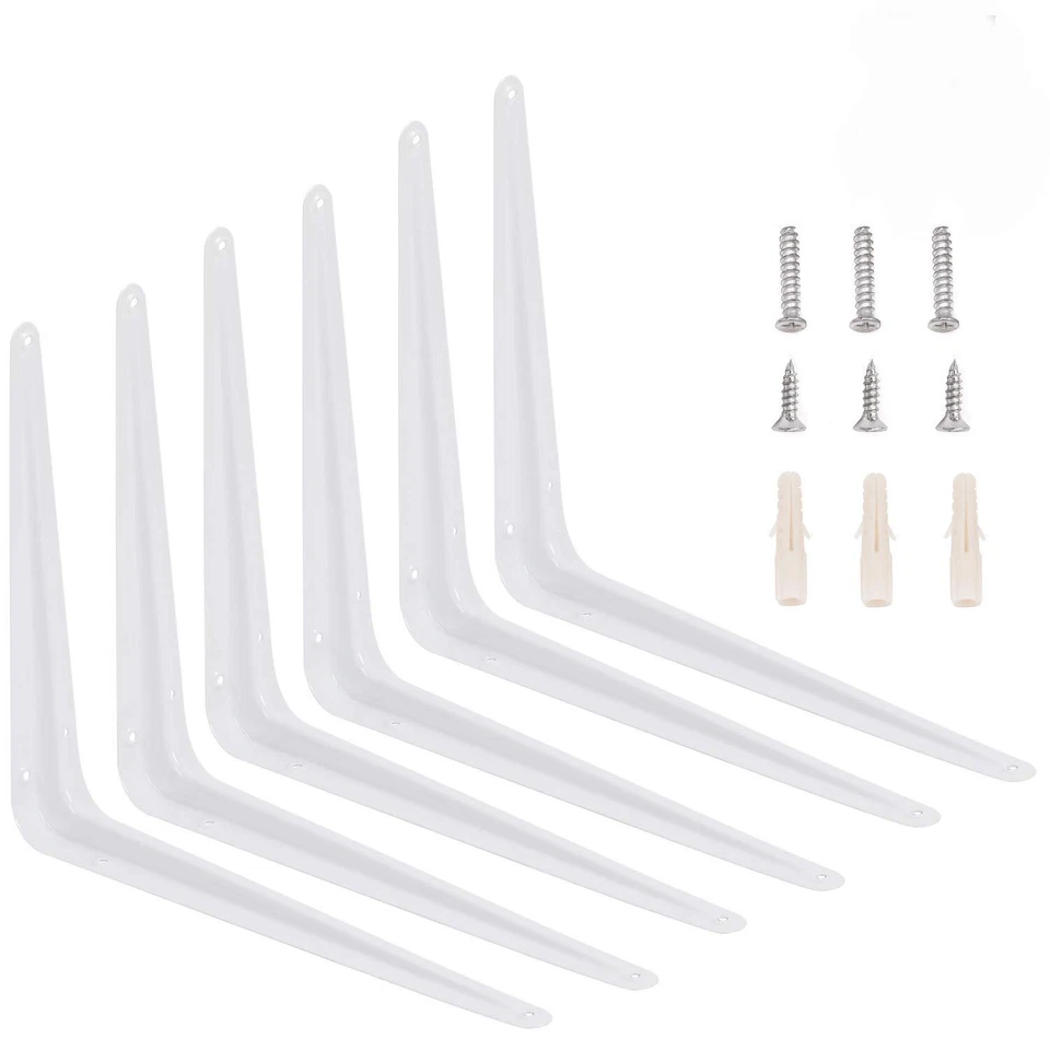 24 Packs Heavy Duty Metal 6 X 18 Inch Shelf Brackets Wall Hanging Shelves White