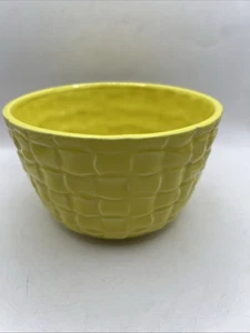 Vintage McCoy USA # 1605 Yellow Basket Planter Ceramic 6.5” - Picture 1 of 10