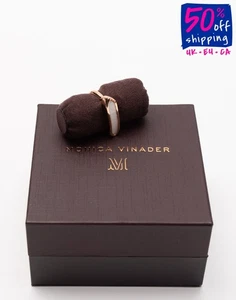 RRP €165 MONICA VINADER Gold Plated 925 Silver Ring UK-I 1/2 US-4 1/2 Chalcedony - Picture 1 of 6