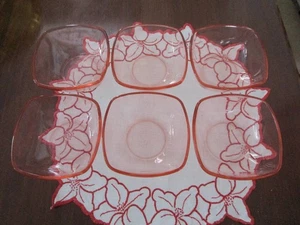 SET OF SIX DURALEX PINK GLASS DISHES - Picture 1 of 8