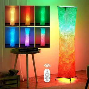 Floor Lamp 64" Tall Dimmable and RGB Color Changing LED White Fabric Shade Round - Picture 1 of 9
