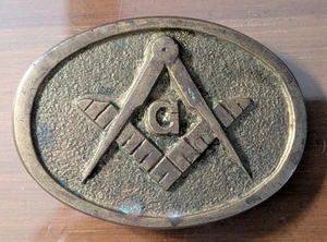 Vintage Masons Masonic Solid Brass Belt Buckle Baron Buckle 1978 - Picture 1 of 3