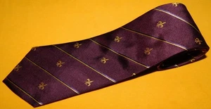 BENSON & KLEGG LONDON BROWN/GOLD FLEUR DE LIS PATTERN TIE - DESIGNER TIES. - Picture 1 of 3
