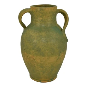 Weller Art Pottery Hand Thrown Green Glaze Variant Twisted Handle Ceramic Vase - Picture 1 of 6