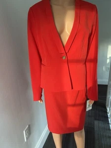 NWT Zac & Rachel Women's Coral Two-Piece Skirt Suit Set - Size 14 - Picture 1 of 11