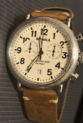 Reloj Hombre Shinola Detroit Runwell Cronógrafo 41mm Cuero Argonite 5021 Acero Inoxidable Foto 1 de 4