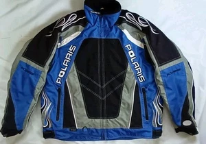 VINTAGE PURE POLARIS WITH FLAMES DESIGN FULL ZIPP SNOWMOBILE RIDING JACKET - Foto 1 di 14