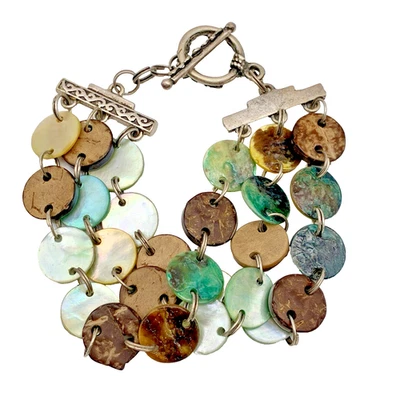 Pulseira Lia Sophia Aloha Madrepérola Multi Strand 3 Fileiras Prata Alternar - Imagem 1 de 4