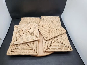Vintage Wicker Rattan Woven Place Mats x 6 - Picture 1 of 9