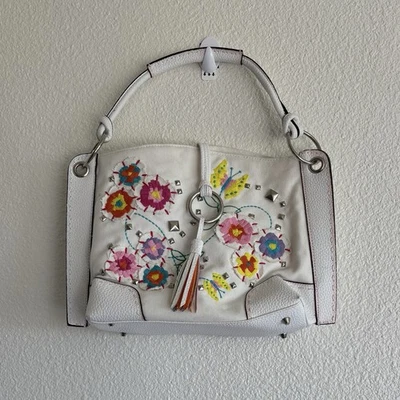 Colorful Canvas Bag Purse with Leather Straps Shoulder Bag Floral Design Boho - Изображение 1 из 4