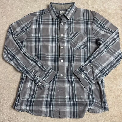 Volcom Mens Button Up Shirt Plaid Gray Black White Medium Casual Skate - Image 1 of 4