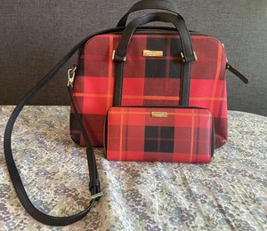 kate spade red and black plaid purse