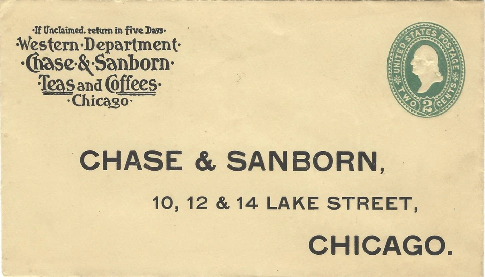 US Scott #U318 Mint Entire Envelope 1887-94 Green CV 190.00 - Image 1 of 1