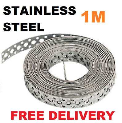 Engineers STAINLESS STEEL Metal Punched Perforated Strip Strap Roll 1M Metre  • 7.95£