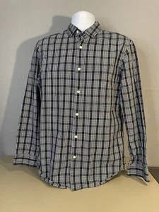 Camicia da uomo Banana Republic senza ferro Camden aderente con bottoni M nera a quadretti - Foto 1 di 5