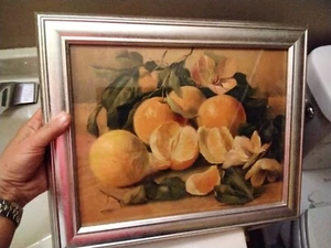 Antique 1897 Fruit Still Life Oranges And Magnolias Framed 17" X 14" GC - Picture 1 of 8