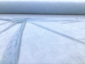 Stretch Spitzen Bekleidungsstoff transparent Blumen puderblau XX100 - Bild 1 von 1