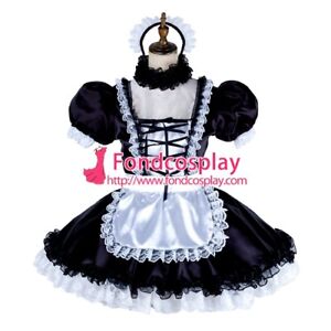 lockable Sissy maid Satin dress cosplay costume Tailor-made @
