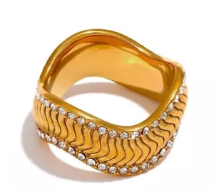 18k Yellow Gold Silver Filled Ring Fashion Wedding Women Cubic Zircon Jewelry - Picture 1 of 17
