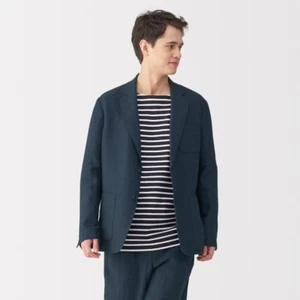 MUJI Mens 100% Linen Washed Jacket Navy FedEx - Bild 1 von 10