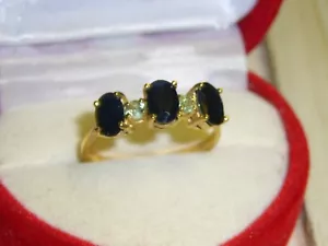 Saphir Alexandrit 375 Gelbgold Band Ring - Bild 1 von 2