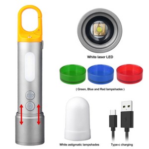 Laser LEP Flashlight Camping Lantern Tent Light Lamp Zoom USB Charging Torch
