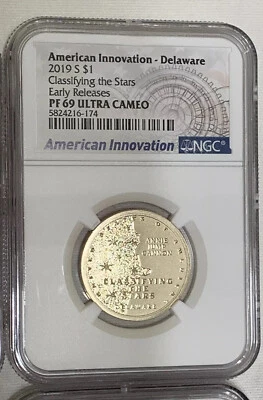 2019-S American Innovation $1 Proof NGC PF69 Ultra Cameo Delaware Early Releases - Image 1 of 3