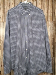 Nautica Herren Gr. XL blau kariert Button Down Baumwolle Hemd Tasche gesticktes Logo - Bild 1 von 12