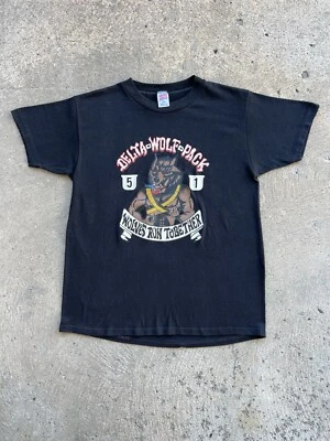 Vintage Delta Wolf Pack Military USA Black Single Stitch 80s Soffe Shirts - Image 1 of 4
