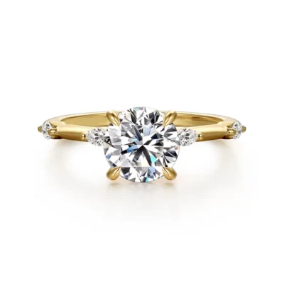 Wedding Round Cut Ring Lab Grown 1.65 Ct Diamond IGI Certified 18k Yellow Gold - Image 1 of 4