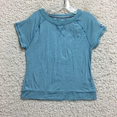 Camisa Top Champion Mediana Adulto Azul Rayas Manga Corta Informal Camiseta Para Mujer M Foto 1 de 4