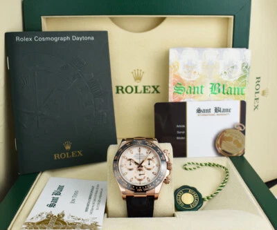 ROLEX 18kt Rose Gold Daytona Leather Strap Ivory Index Dial 116515 LN SANT BLANC - Image 1 of 4