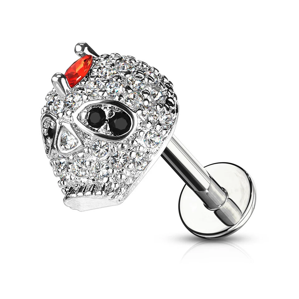 Ohrpiercing Tragus Helix Cartilage Ohrstecker Skull Totenkopf Mikrokristalle - Bild 1 von 1