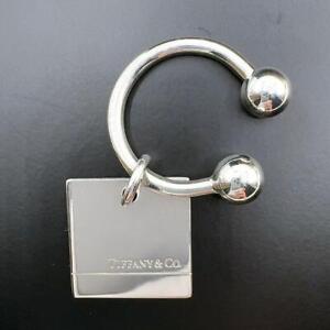Porte-clés rectangulaire authentique Tiffany & Co. argent sterling 925