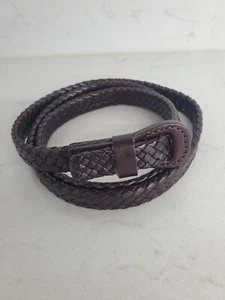 Cinturón de cuero L.L.Bean marrón talla pequeña (42 pulgadas) hebilla de cuero trenzado para mujer - Imagen 1 de 9