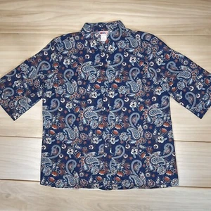 VINTAGE AMERICAN SWEETHEART BLUE PAISLEY BUTTON-UP SHIRT WOMENS LARGE ($89) - Picture 1 of 4