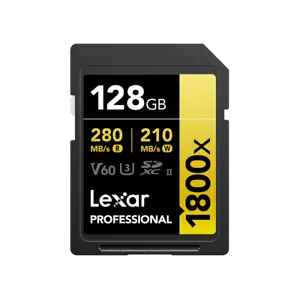 Lexar SDXC 128GB Gold Series 1800X V60 UHS-II – Class 10 U3 R280/W210 - Picture 1 of 1