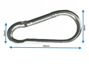 1 off Carabiner 100mm (10mm Gauge) Steel, Spring Clip, Karabiner Heavy Duty - Picture 1 of 3