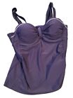 2 Pc Yonique Tankini Swimsuit &amp; Skort Shorts Bathing Suit Womens Small Dark Blue