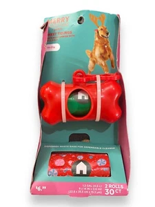 Dog Waste Poop Bag Dispenser Clip Christmas Merry Makings Petco 2 Rolls 30ct - Picture 1 of 3