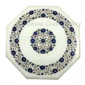 21" Marble Corner End Table Top Semi Precious Stones Inlay Pietradura Art Work - Picture 1 of 2